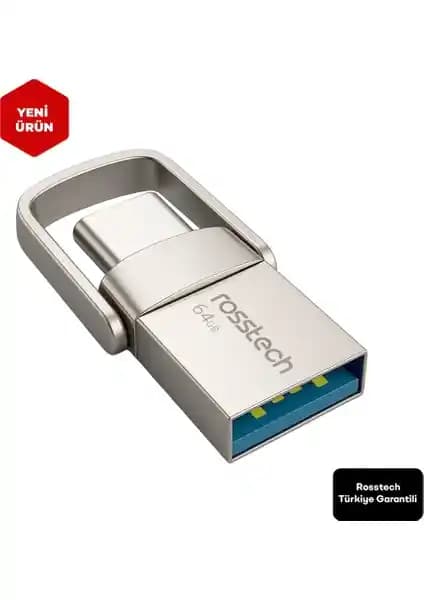 Rosstech Extra Dual Drive 64GB USB 3.2 Gen1 Çok Yönlü ve Yüksek Performanslı Bellek