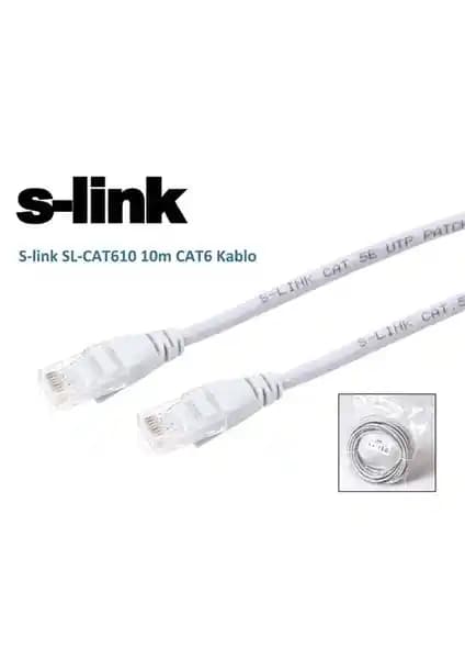 S-Link SL-CAT610 Gri Cat6 Ethernet Kablosu 10 Metre Yüksek Hızlı ve Güvenilir Bağlantı