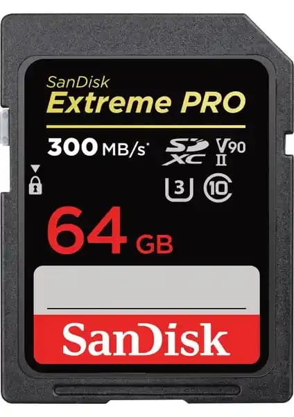 Sandisk 64GB Extreme Pro SD Kart 300MB/s Yüksek Hızlı Profesyonel Hafıza Çözümü