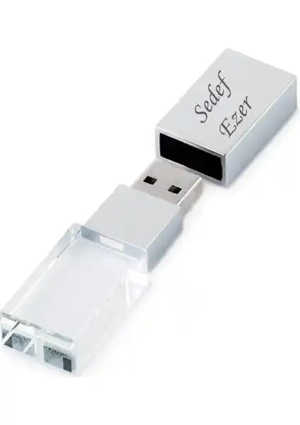 Sedef Silver Kişiye Özel 32 GB Metal Kutulu Kristal USB Bellek Hediye Seçenekleri
