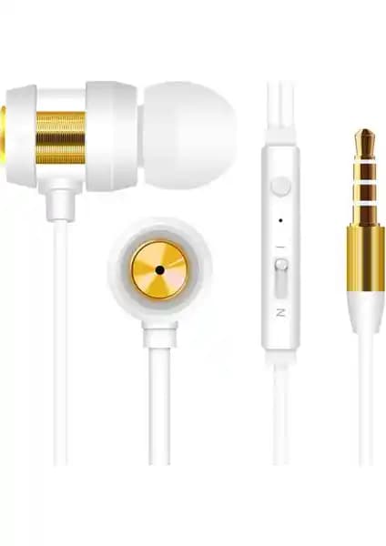 Snopy SN-J01 Mobil Uyumlu Kulak İçi Kulaklık Beyaz ve Gold Renk Seçenekleriyle