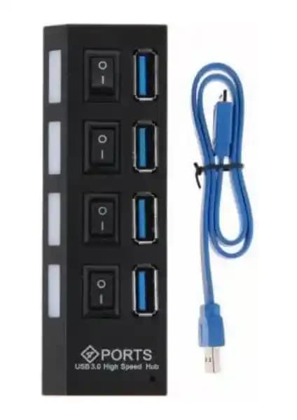 TMGO Teknolojisi 4 Portlu USB 3.0 Çoklayıcı On/Off Anahtarlı ve LED Işıklı Tasarım