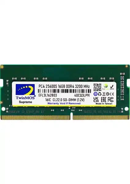TwinMos DDR4 16GB 3200MHz Notebook RAM: Yüksek Performans ve Güvenilirlik