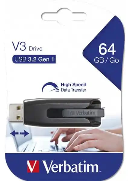 Verbatim 64GB USB 3.2 Store N Go V3 Taşınabilir Bellek Güçlü ve Şık Veri Saklama Çözümü