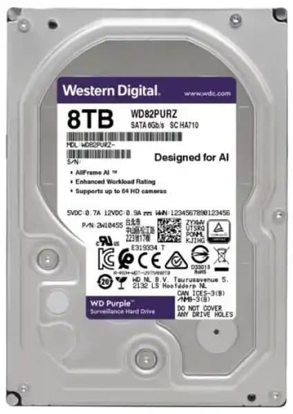 WD Purple 3.5 inç 8TB 7200RPM SATA Sabit Disk Güvenlik ve Gözetim Sistemleri İçin