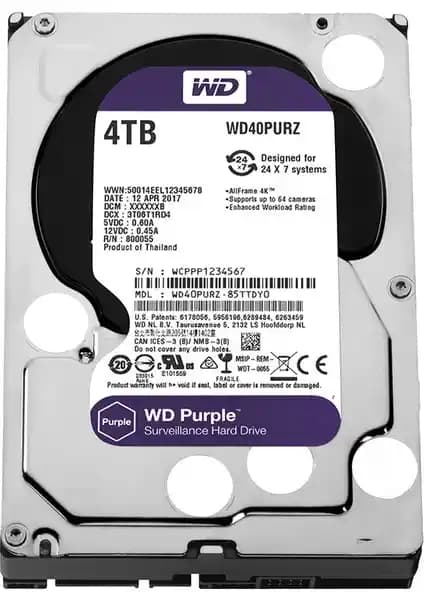 WD Purple 4TB 3,5 inç SATA III Güvenlik Kamerası Diski Yüksek Kapasite ve Güvenilirlik