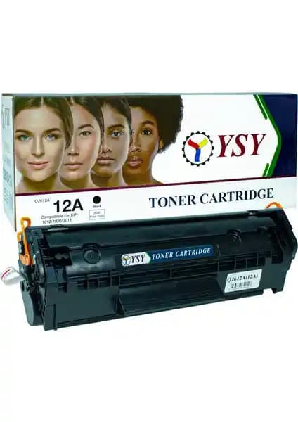 YSY HP Q2612A 12A Siyah Toner Kartuşu - Yüksek Baskı Kapasitesi ve Uyumlu Kullanım