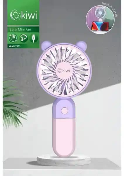 Kiwi Kfan-7603 Ultra Sessiz Telefon Tutacağıyla Entegre Standlı Taşınabilir Mini Vantilatör