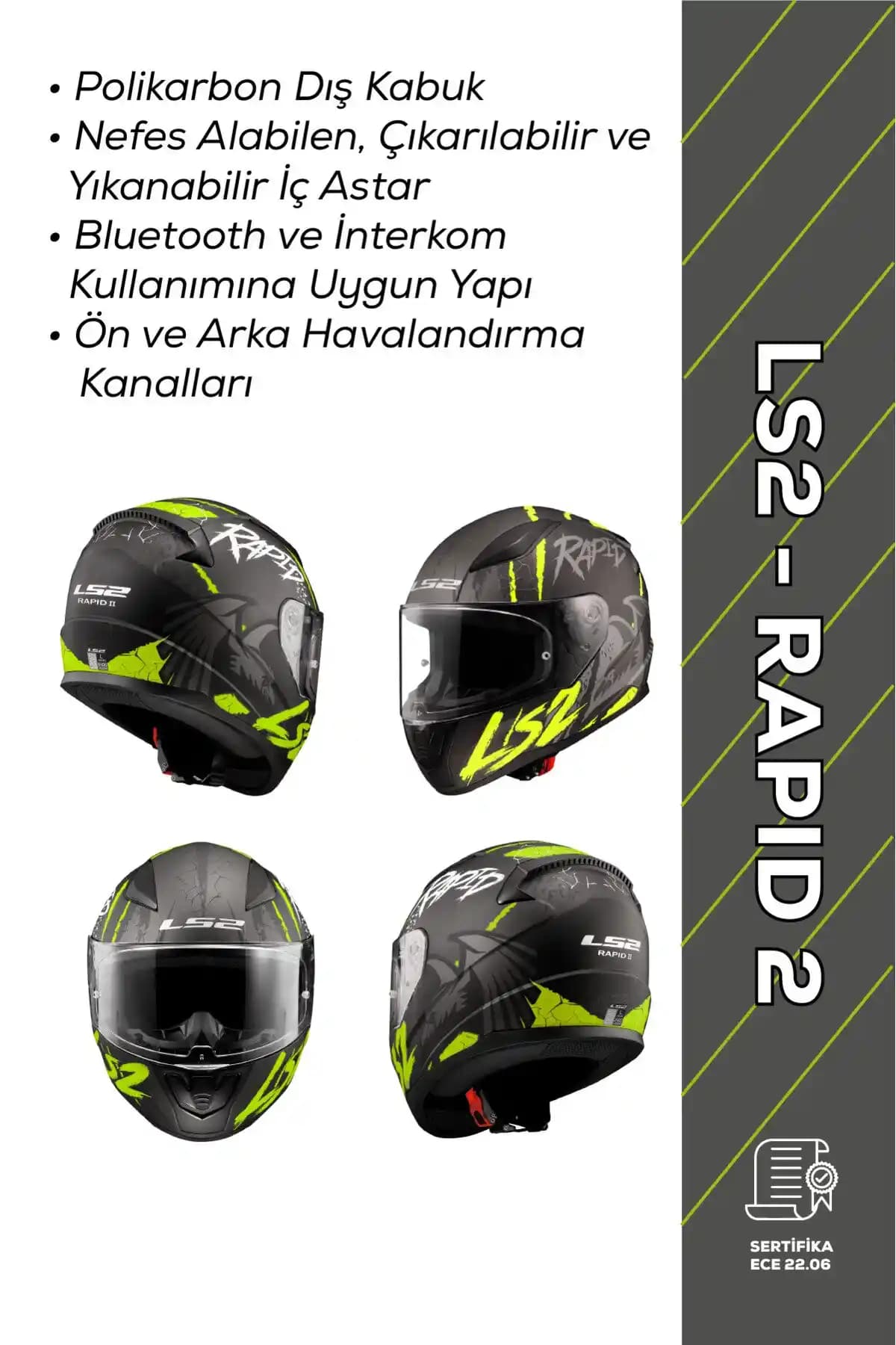 LS2 Rapid Model Motosiklet Kaskı Güvenlik ve Estetiği Bir Arada Sunar