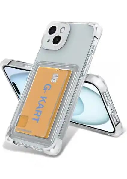 Apple iPhone 13 için Airbag Tasarımlı Şeffaf Kartlıklı Kılıf Günlük Koruma ve Estetik