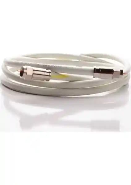 Eraplast Yüksek Kaliteli 5 Metre Beyaz Uydu ve Anten Kablosu F Konnektörlü