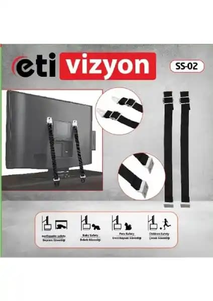 Etivizyon SS-02 Sabit TV Güvenlik Kemeri: Büyük Ekranlar İçin Güvenli Sabitleme Çözümü