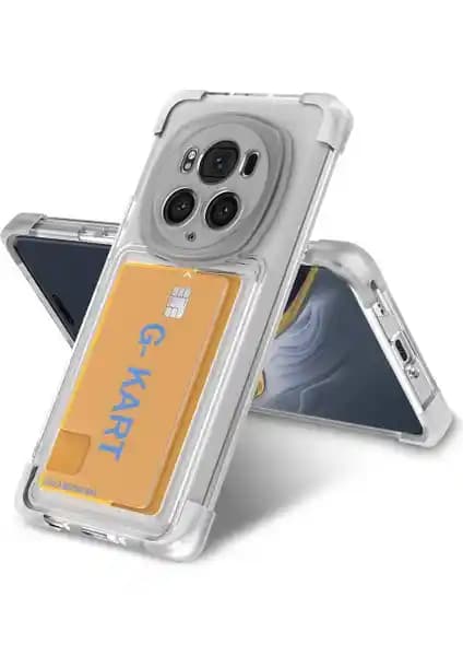 Honor Magic 6 Pro için şeffaf airbag tasarımlı kartlıklı koruma kılıfı