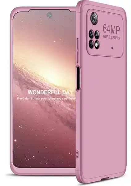 KNY Xiaomi Poco M4 Pro 4G için 3 Parça 360 Ays Kapak Güçlü ve Şık Koruma Çözümü