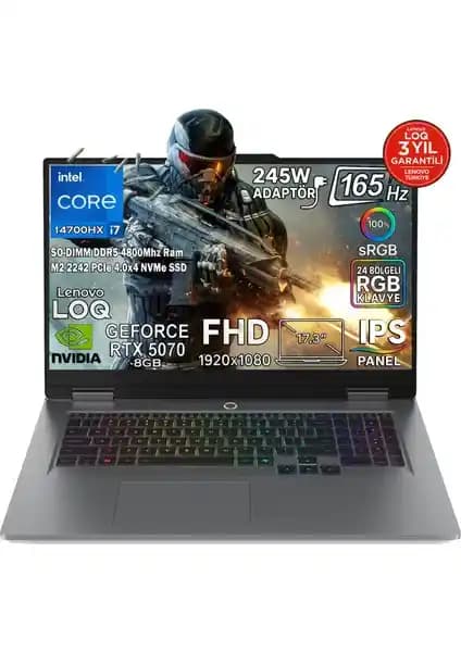 Lenovo LOQ 17IRX10: Yüksek Performans ve Taşınabilirlik Sunan Güçlü Dizüstü Bilgisayar