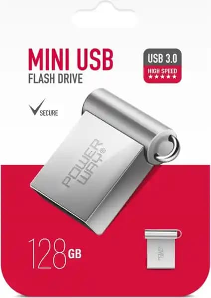 Powerway 128 GB USB 3.0 Metal Mini Flash Bellek Yüksek Hızlı ve Dayanıklı Depolama Çözümü