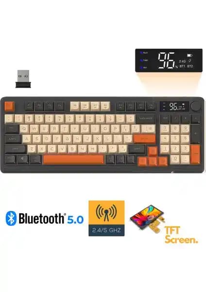 Sarftech Freewolf M96 2.4G ve Bluetooth Bağlantılı RGB LED Ekranlı Oyuncu Klavye