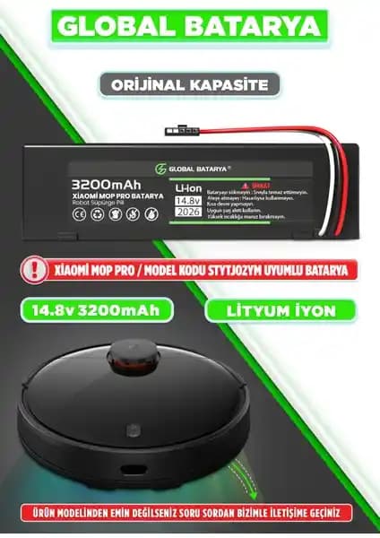 Xiaomi Mi Vacuum Mop Pro Akıllı Robot Süpürge Bataryası Güç ve Güvenilirlik Sunar