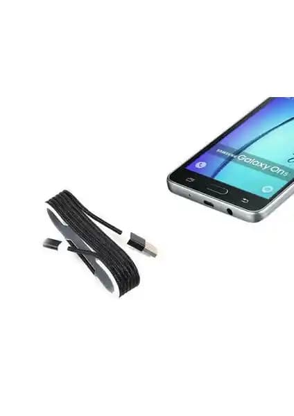 Android Örgü Şeklinde Renkli Çelik Şarj Data Kablosu Siyah - Dayanıklı ve Estetik Tasarım