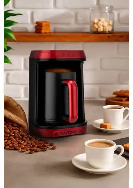 Awox Kafija Türk Kahvesi Makinesi Kırmızı Modern Tasarım ve Güçlü Fonksiyonlar