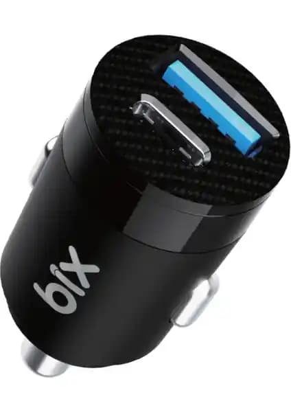 Bix BXAC65C 65W PD Type-C ve 18W USB-A Çift Portlu Hızlı Şarj Araç İçi Cihazı