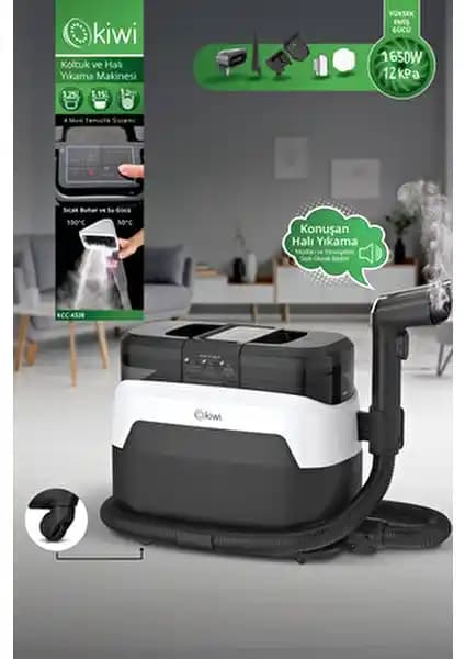 Kiwi KCC-4328 Pro Buharlı ve Vakumlu Çok Fonksiyonlu Temizlik Cihazı