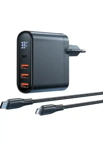 Mcdodo CH-2251 33W Çok Fonksiyonlu Dijital Göstergeli Şarj Adaptörü ve Type-C iPhone Kablosu