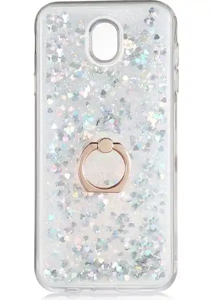 Samsung Galaxy J7 Pro için şık ve dayanıklı sıvılı kalpli manyetik kapak kılıfı