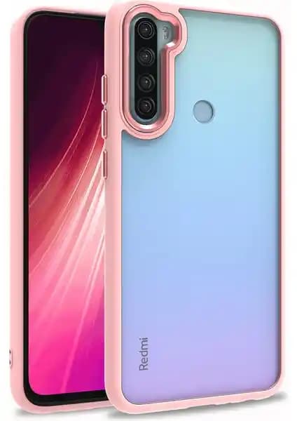 Xiaomi Redmi Note 8 için dayanıklı ve şık renkli silikon kenarlı şeffaf flora kılıfı