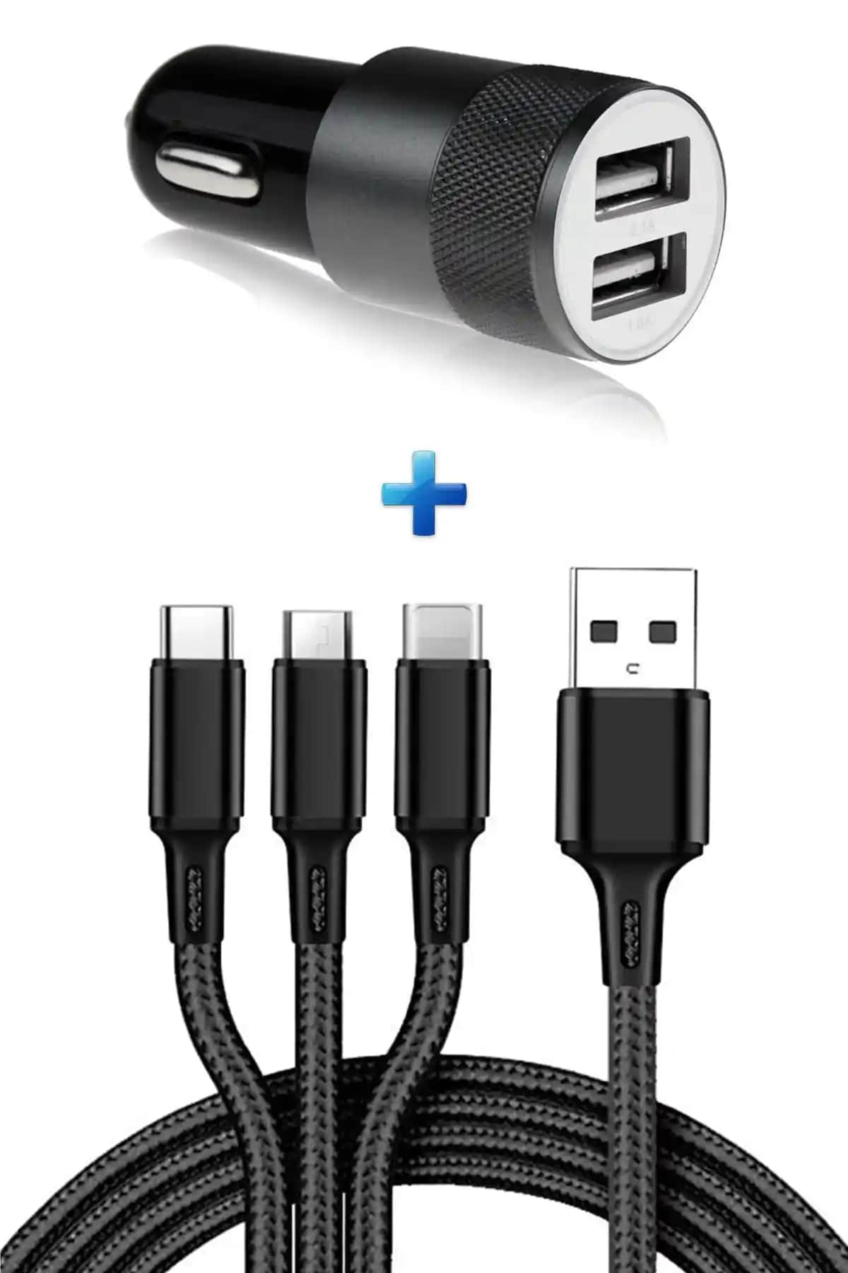 Beatitude Araba 3in1 Şarj Kablosu: Çok Yönlü ve Dayanıklı Araç Aksesuarı