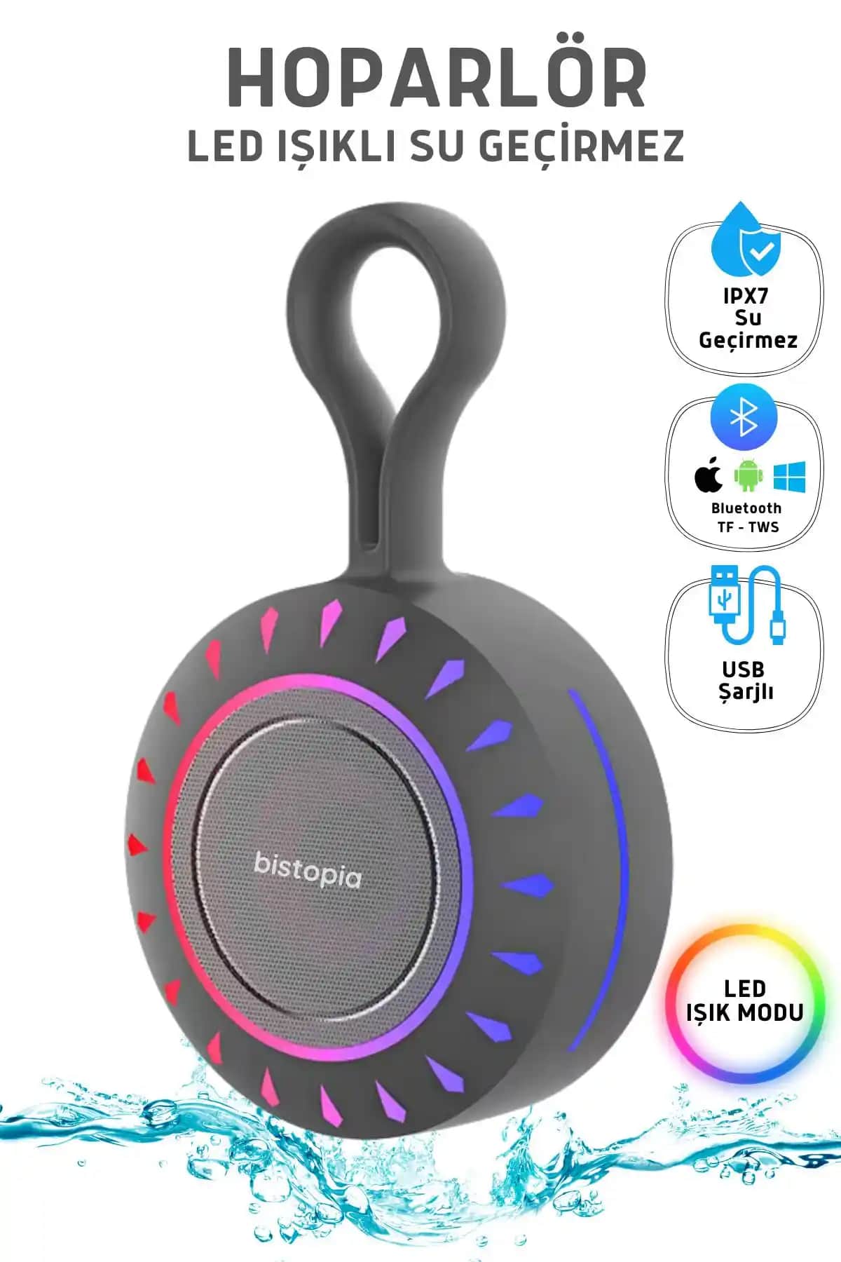 Bistopia BT-1017 Su Geçirmez Bluetooth Hoparlör Yüksek Performans ve Şıklık