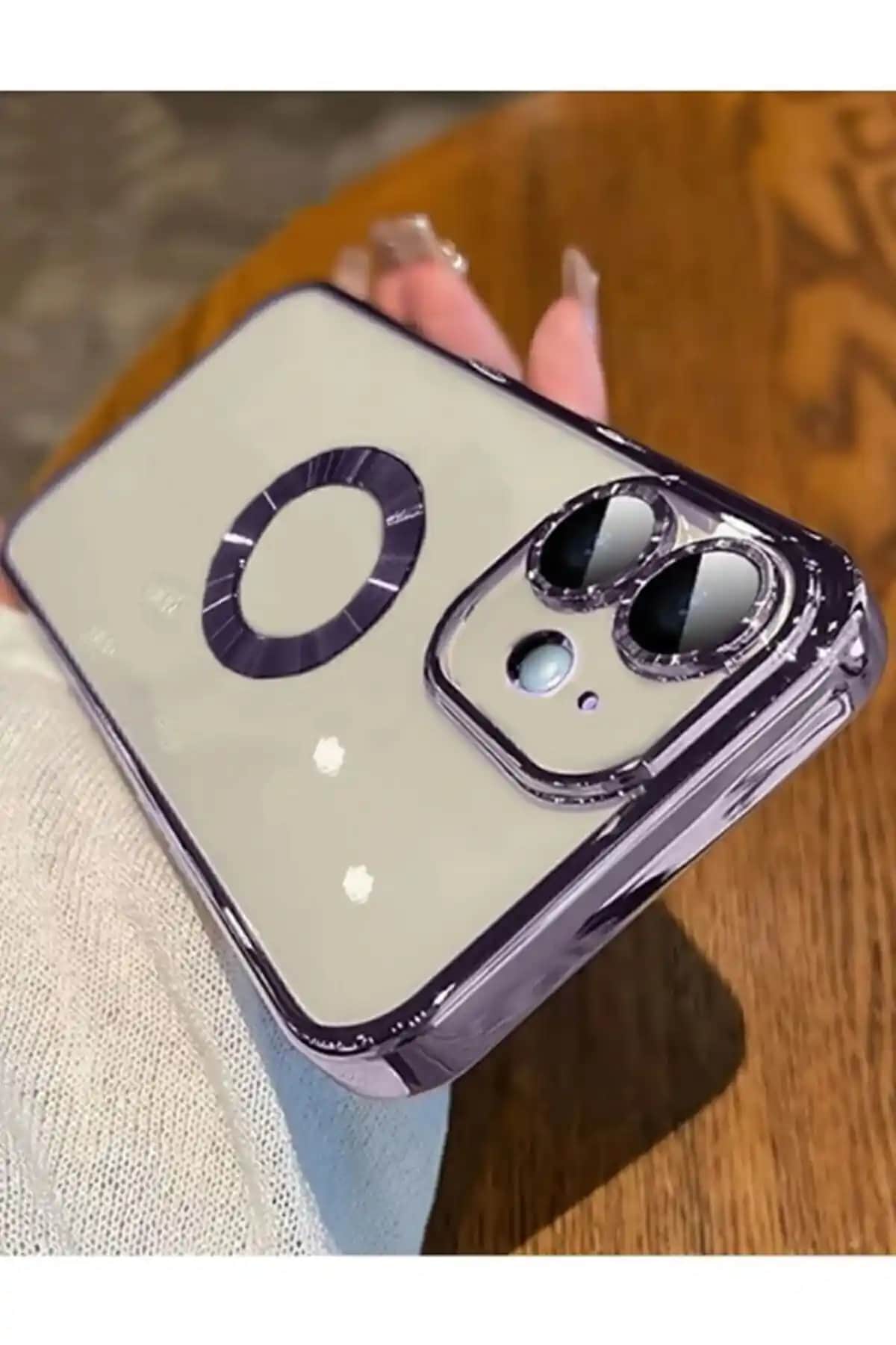 Ceponya iPhone 11 Renkli Köşeleri Şeffaf Kamera Korumalı Silikon Kılıfı