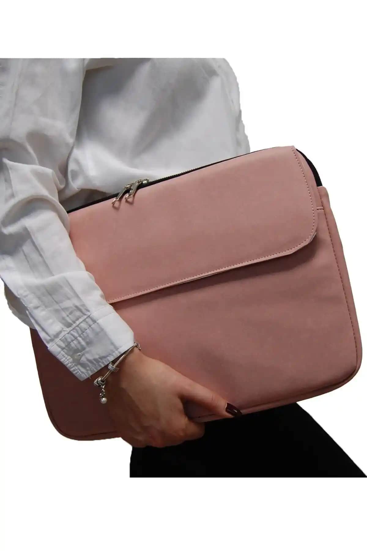 D'VERS Pudra Unisex MacBook Kılıfı 13-14 İnç, Şık ve Koruyucu Tasarım