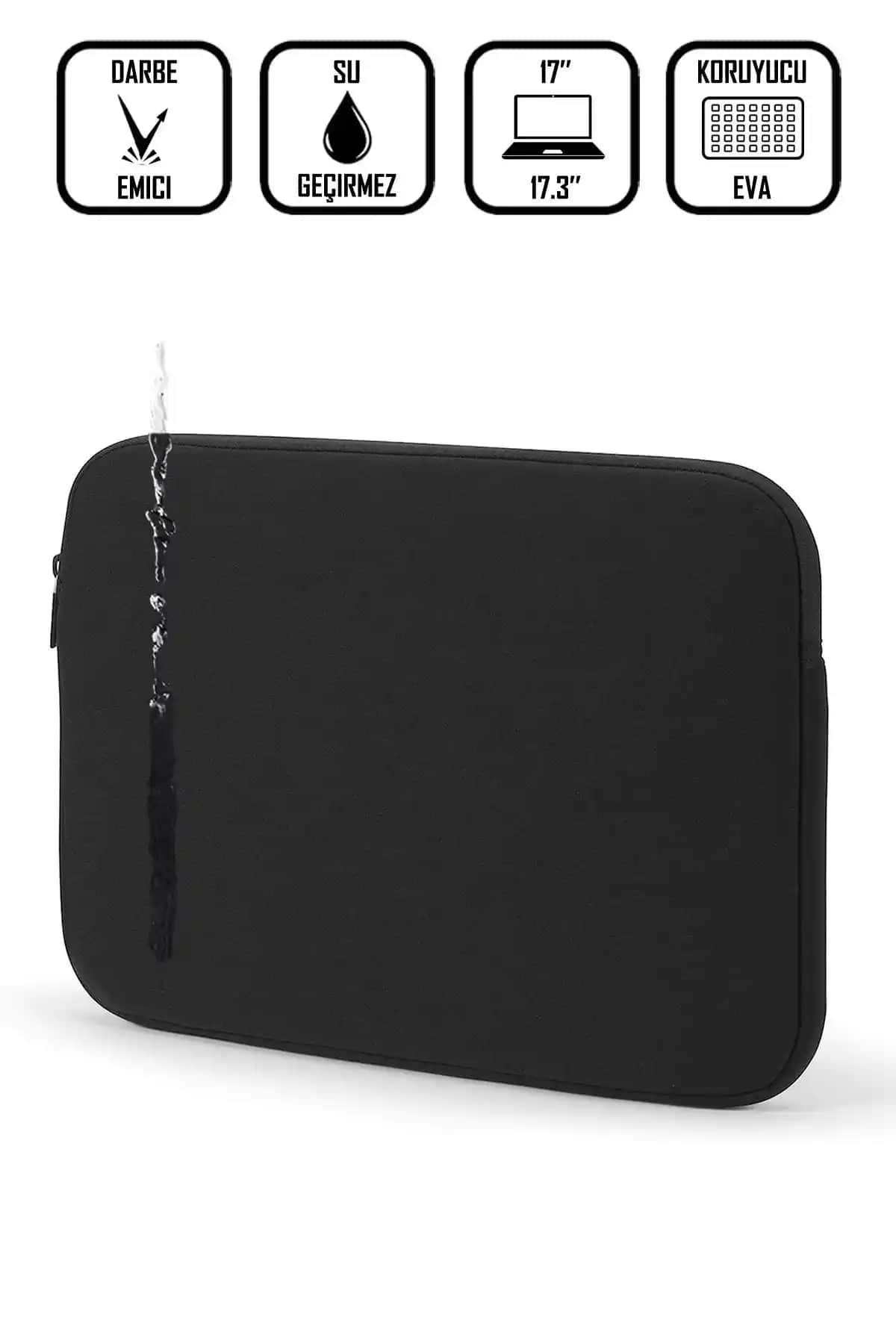 D'VERS Siyah Su Geçirmez 17-17,3 İnç Unisex Notebook Laptop Çantası