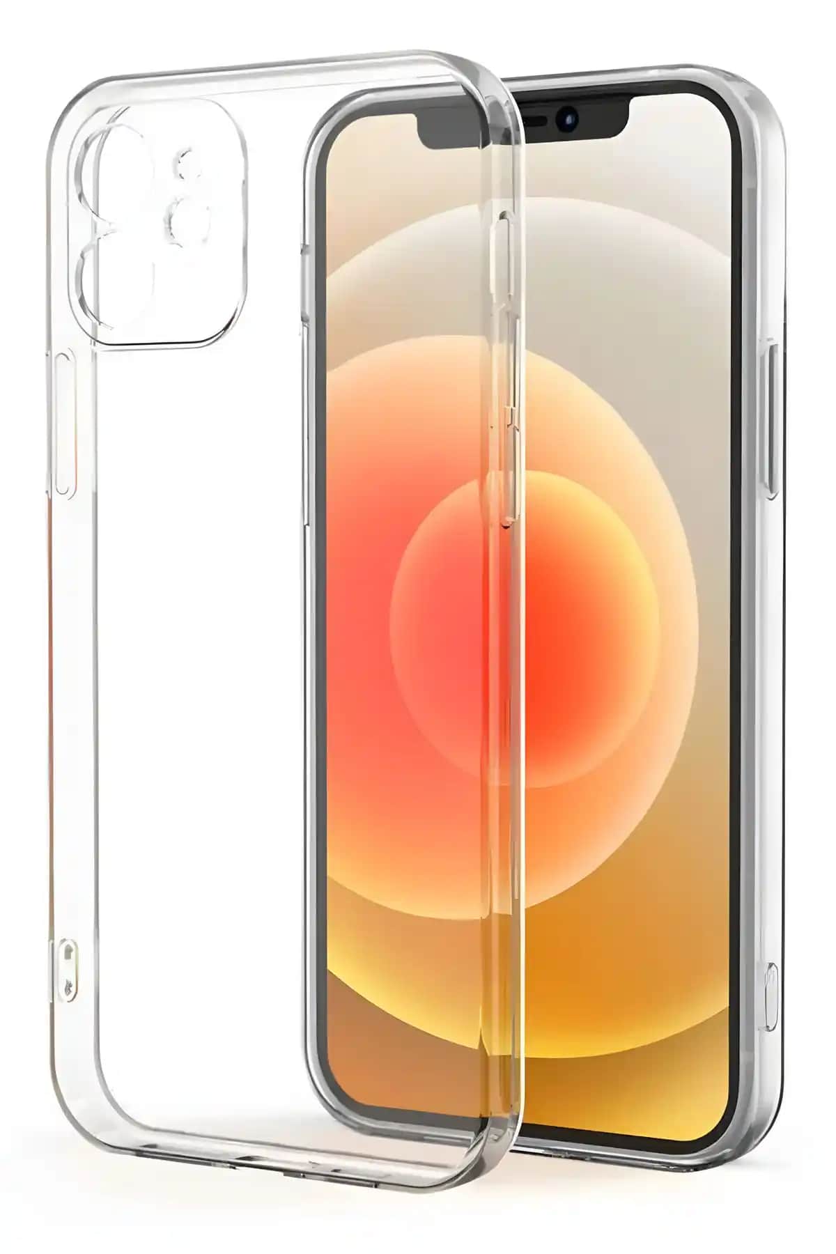 Fibaks iPhone 12 Uyumlu Şeffaf Silikon Kılıf Kamera ve Ekran Koruma Özellikleriyle