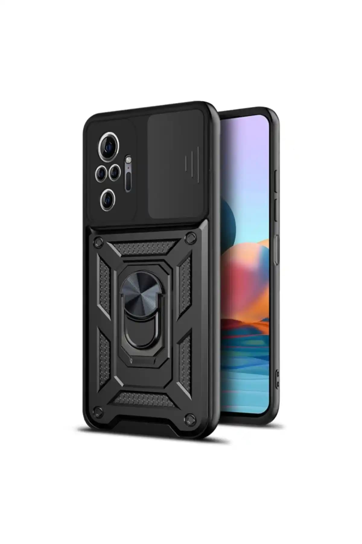 Fibaks Redmi Note 10/10s Kılıfı Kamera Korumalı Sürgülü Armor Tank Tasarımı