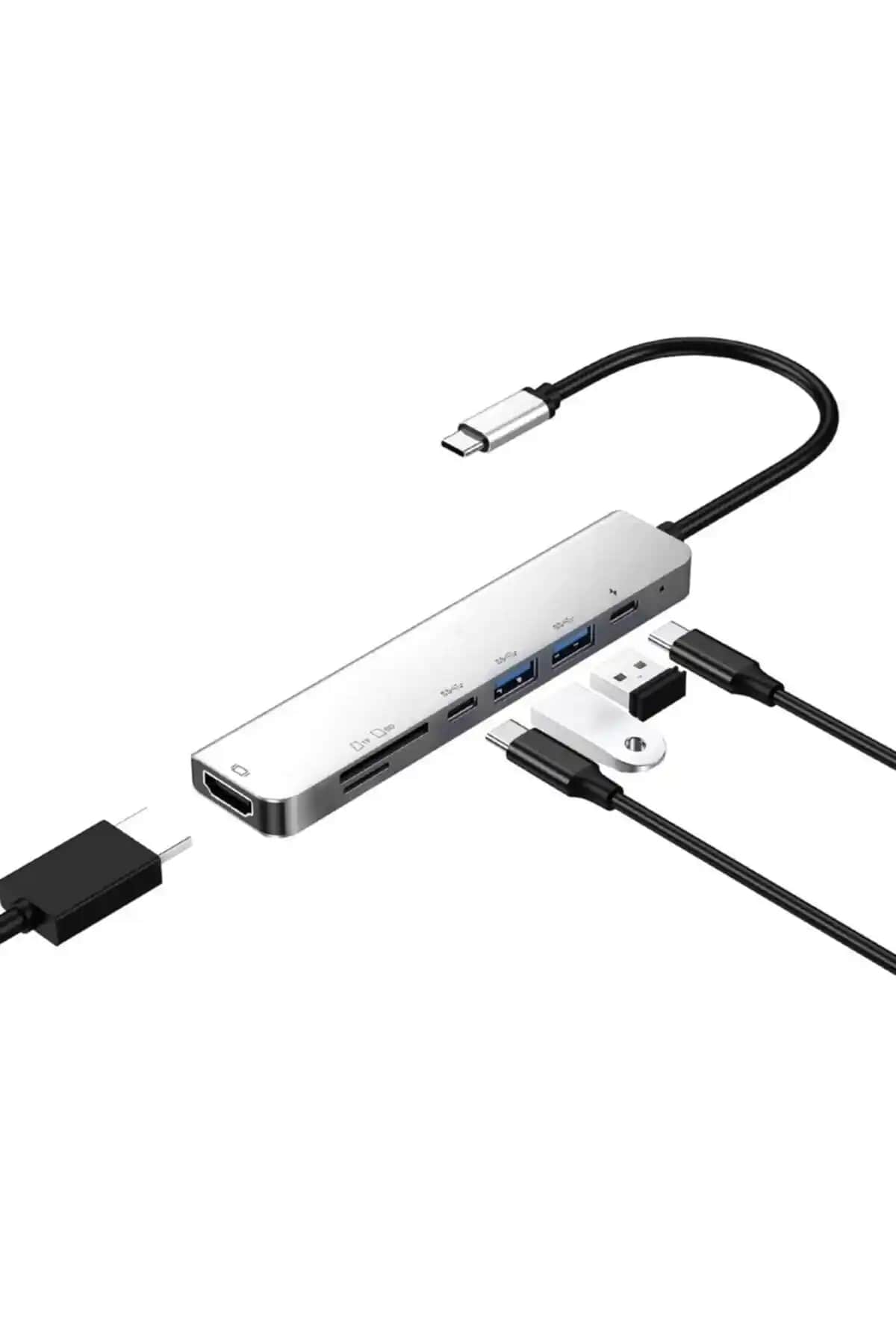 Genel Markalar 7 In 1 SD TF USB-C Hub ve Macbook Pro Air USB Type-C Hub Karşılaştırması