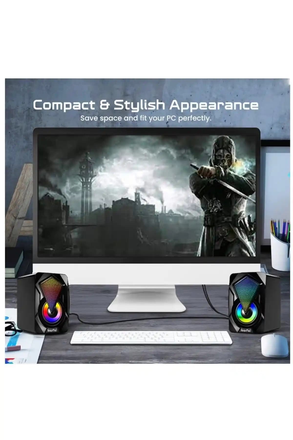 Genel Markalar RGB LED Işıklı Bilgisayar Hoparlörü Modern Tasarım ve Yüksek Ses Kalitesi