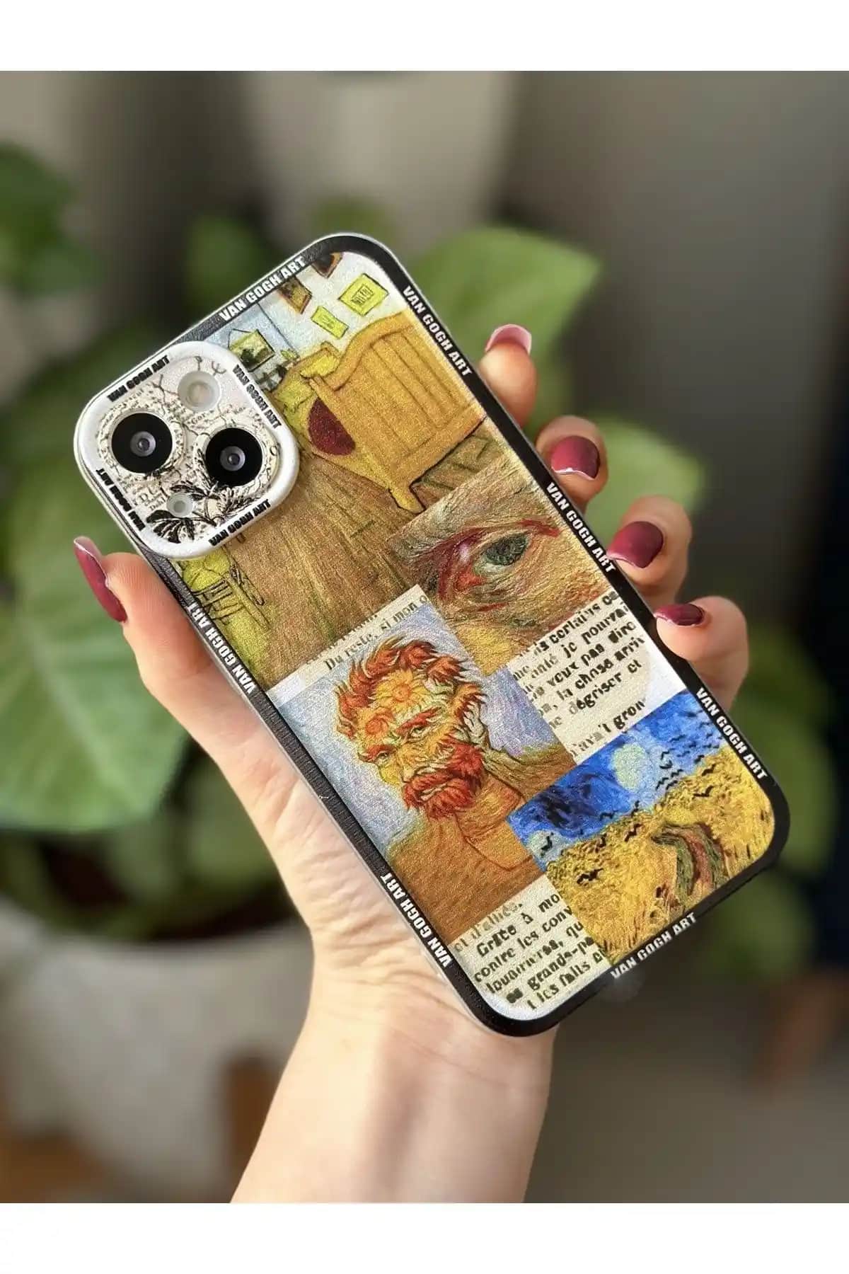 Go Aksesuar Van Gogh Desenli Şeffaf Silikon Kılıf iPhone 13 ve 14 Uyumlu