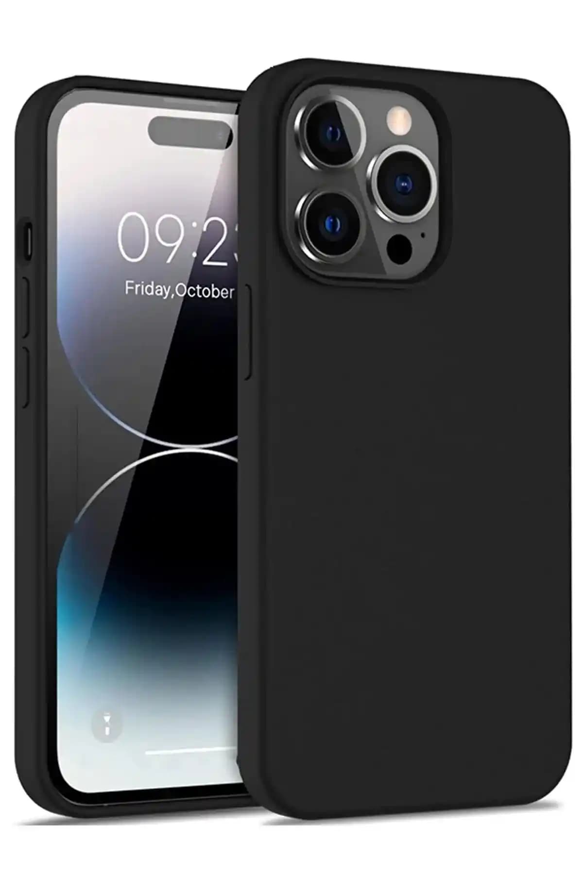 HyperAge Siyah Silikon Kılıf iPhone 14 Pro için Şık ve Dayanıklı Koruma Çözümü