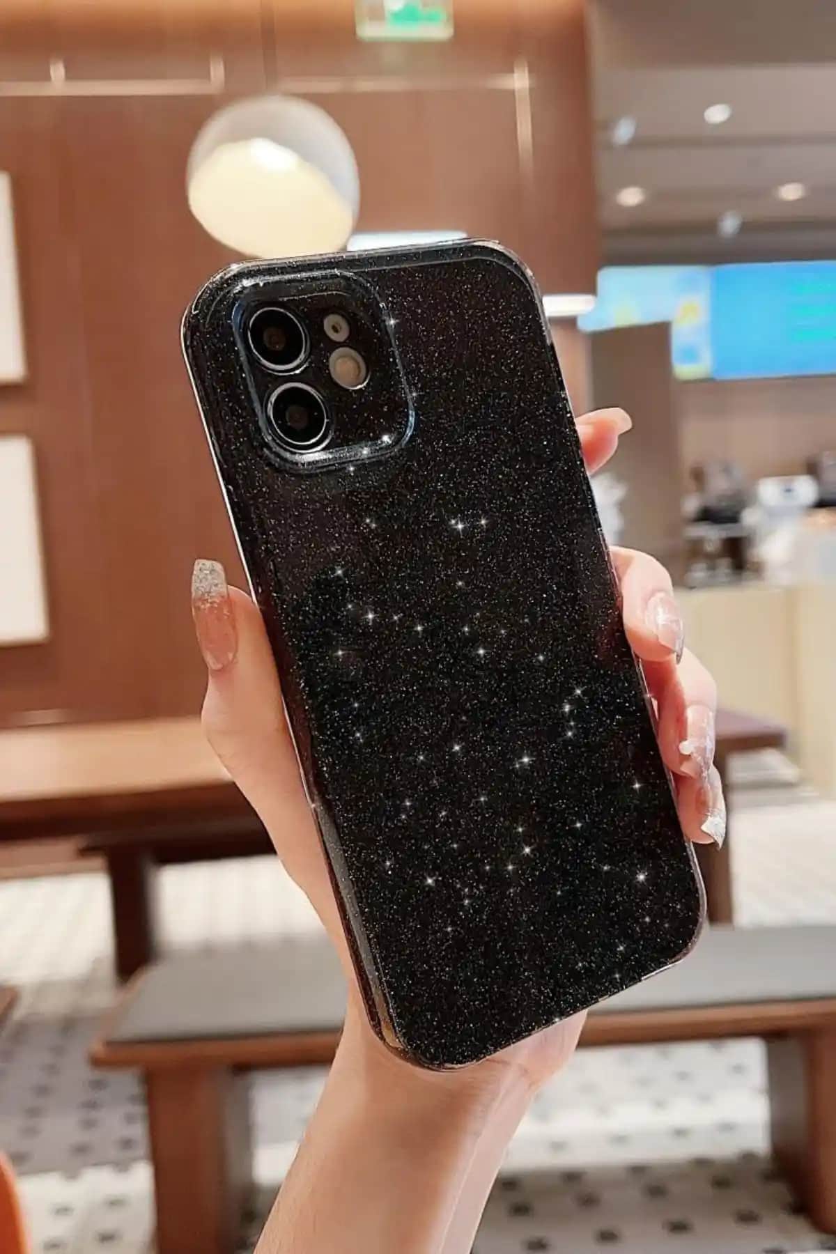 iPhone 11 için Kristalli Siyah Silikon Kılıf Şık ve Dayanıklı Koruma Seçeneği