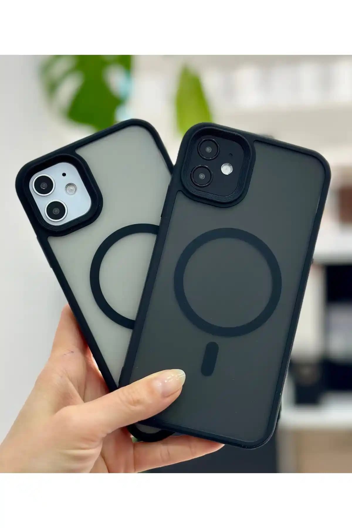 iPhone 11 için MagSafe uyumlu şık darbe önleyici silikon kılıf
