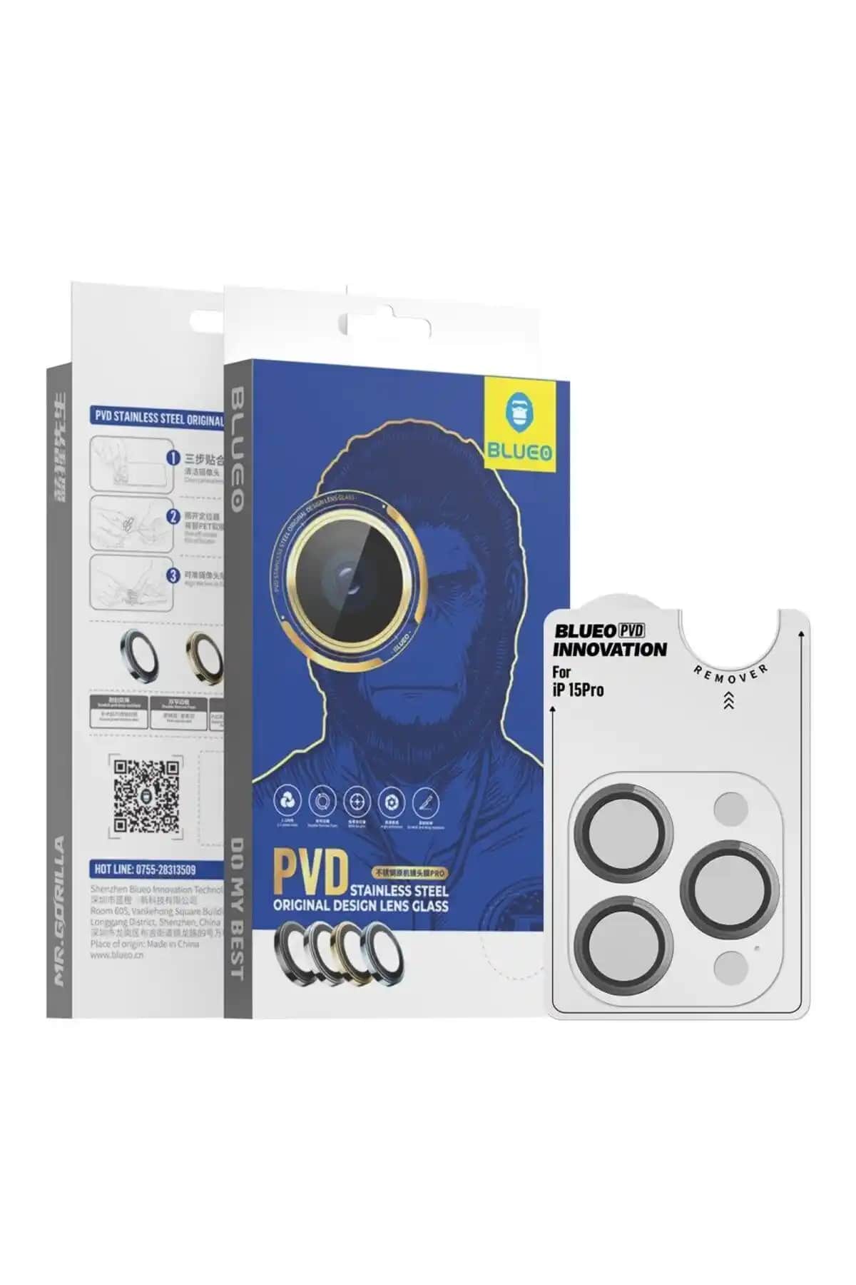 iPhone 15 Pro Max için PVD Teknolojili Paslanmaz Çelik Su ve Toz Geçirmez Kamera Lens Koruyucu