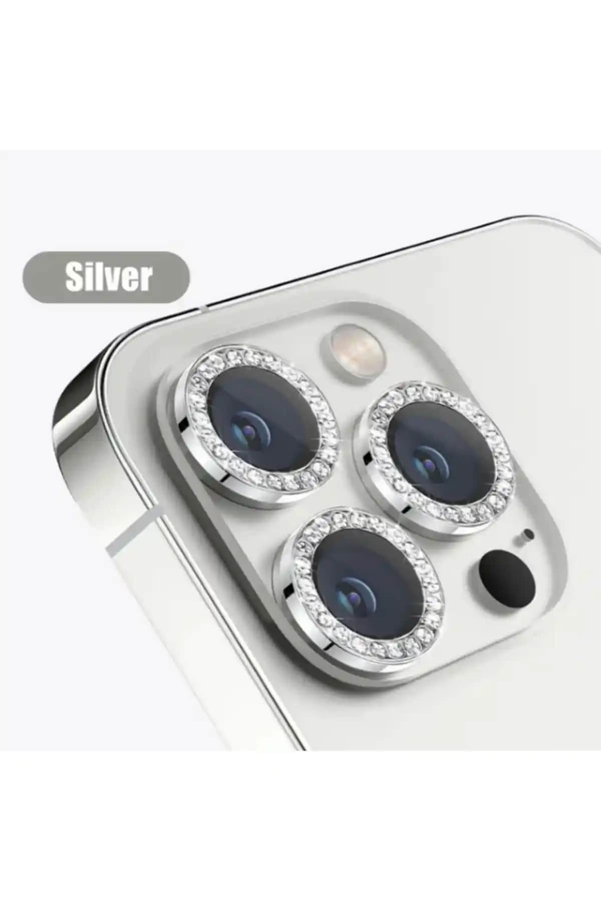 iPhone 15 Pro ve Pro Max için dayanıklı taşlı lens koruyucu ve temperli cam