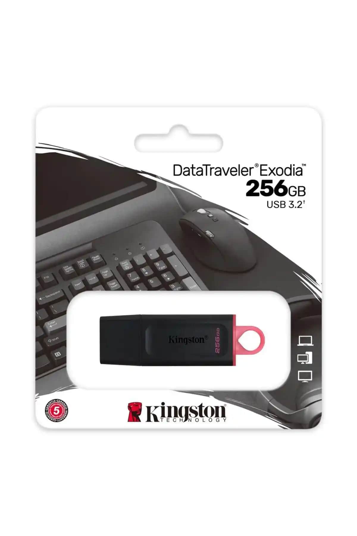 Kingston 256GB USB 3.2 Gen 1 DataTraveler Exodia taşınabilir depolama çözümü