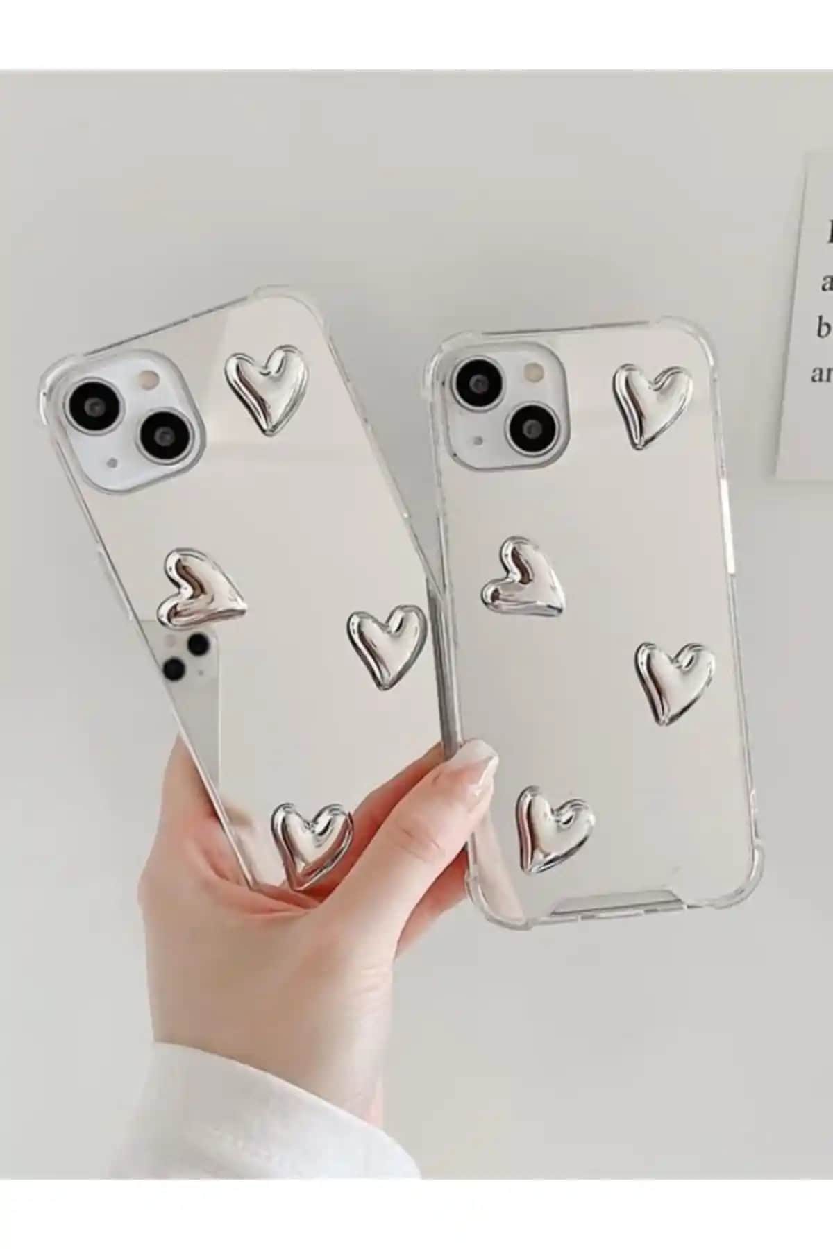 KVK PRİVACY Aynalı Kalp Tasarımlı iPhone 13/14 Kılıfı Şıklık ve Koruma Sunar