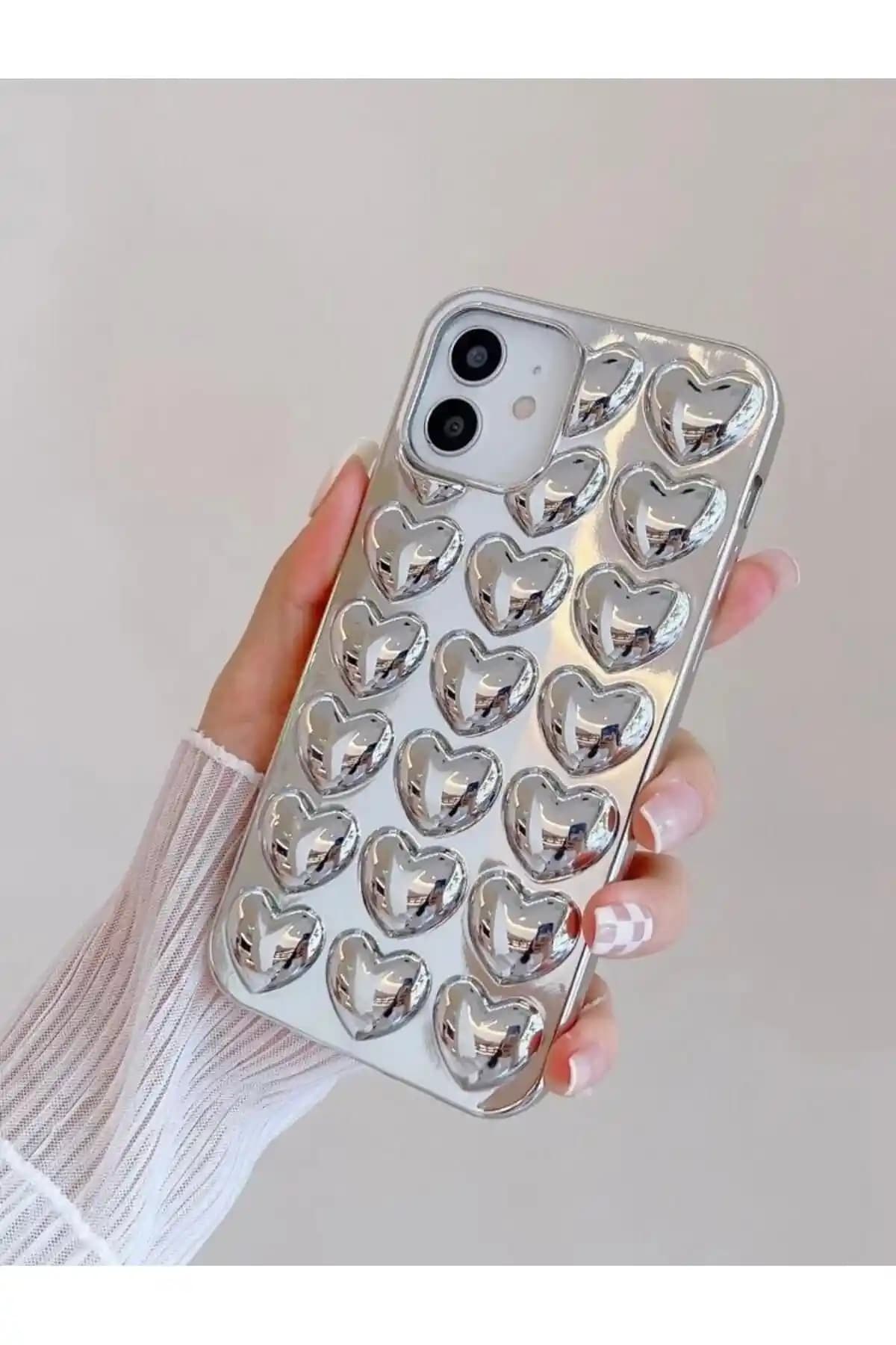 KVK PRİVACY iPhone 11 Uyumlu Gümüş Kalp Şekilli Silikon Kılıf Detayları