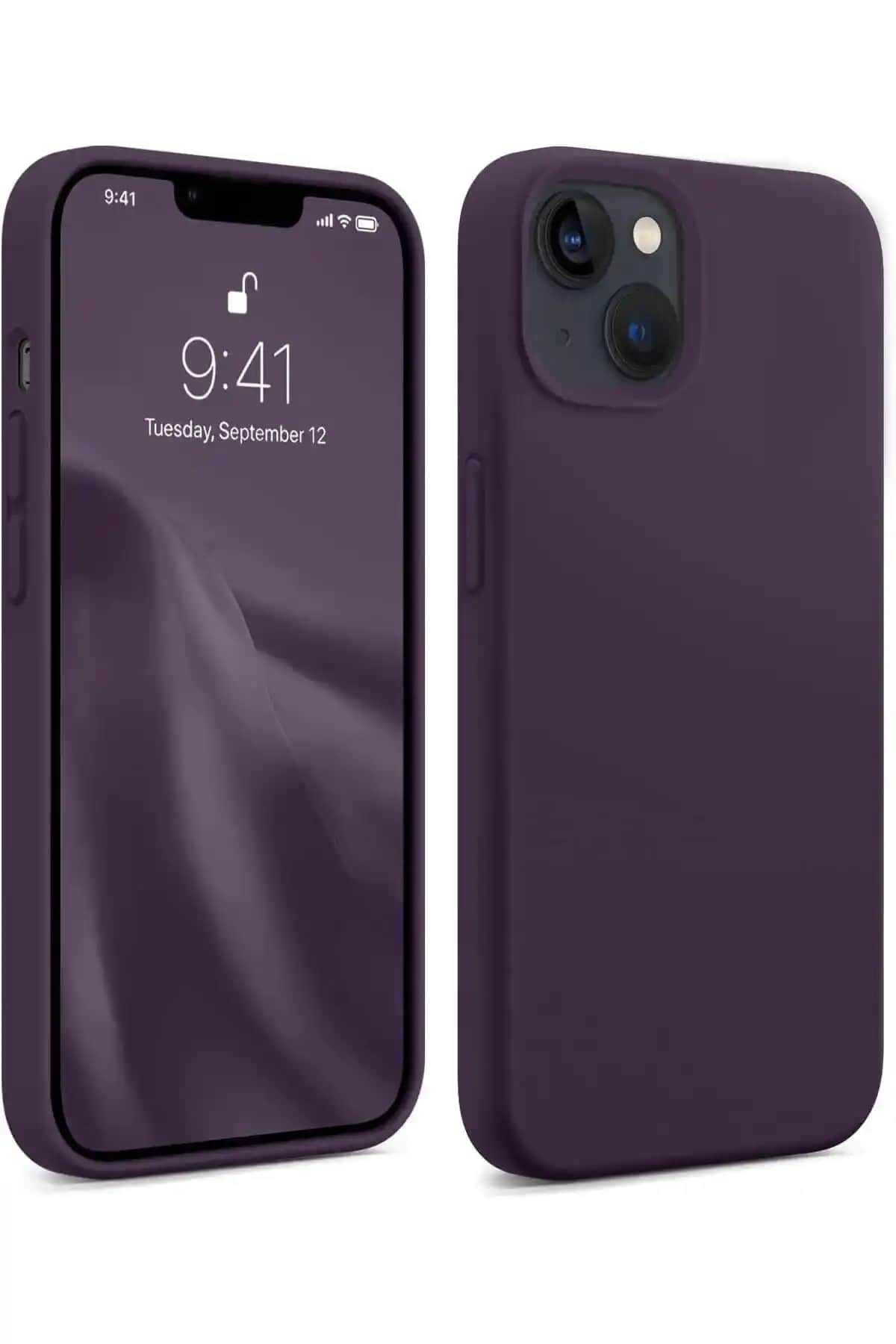 KVK PRİVACY iPhone 13 ve 14 için Derin Mor Silikon Kılıf Şıklık ve Koruma Sunar