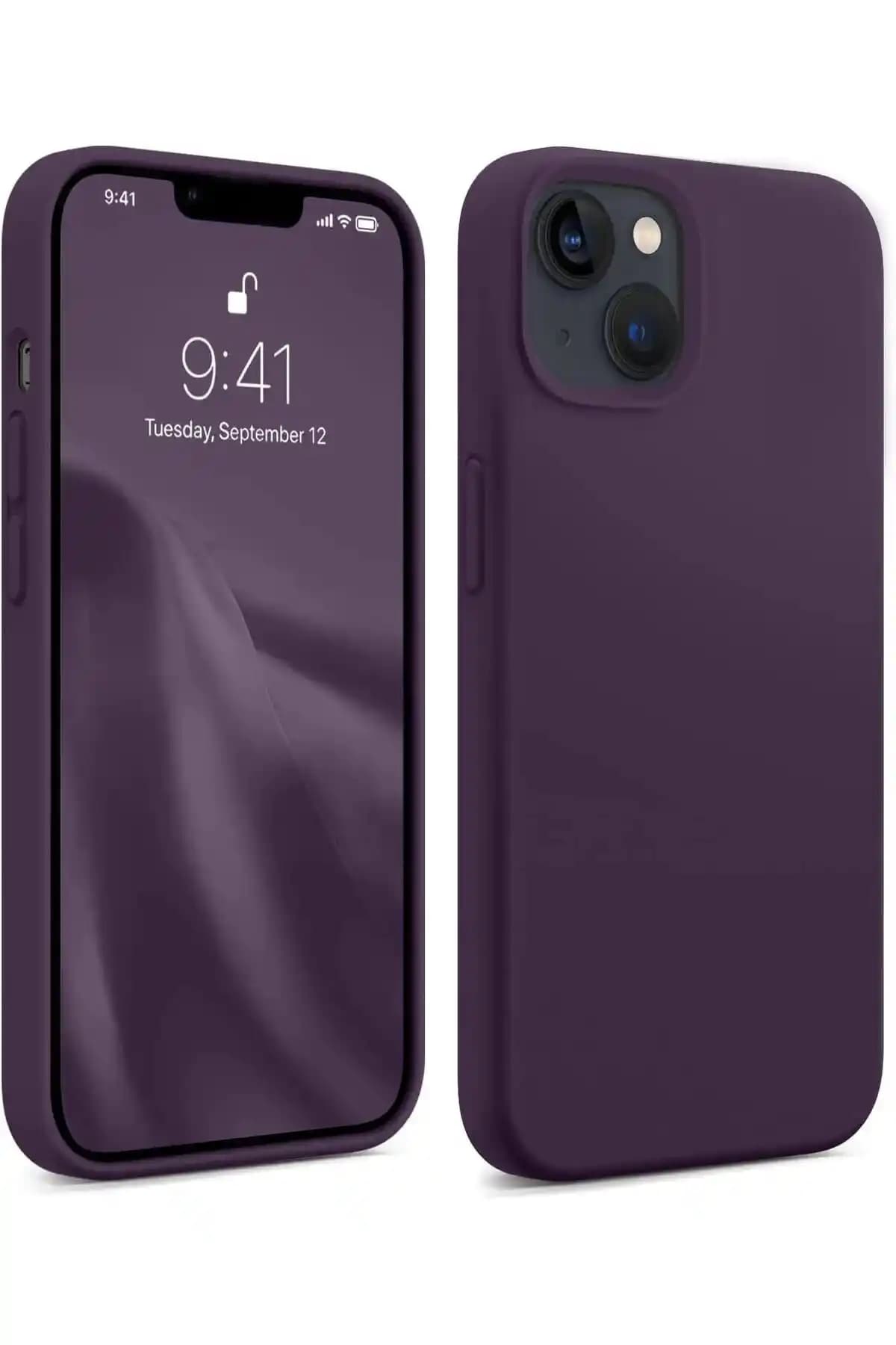 KVK PRİVACY iPhone 13 ve 14 için Derin Mor Silikon Kılıf Şıklık ve Koruma Sunar