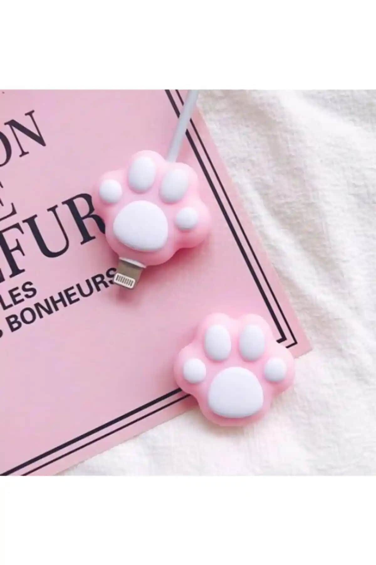 KVK PRİVACY Pembe Pati Temalı Silikon Kablo Koruyucu - Estetik ve Dayanıklı Kablo Koruma Çözümü